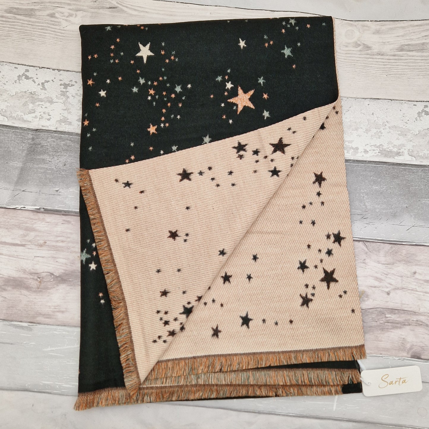 Black Scarf decorated with Celestial Stars