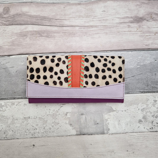 Spot print purse, all leather made from off cuts in a variety of colours.