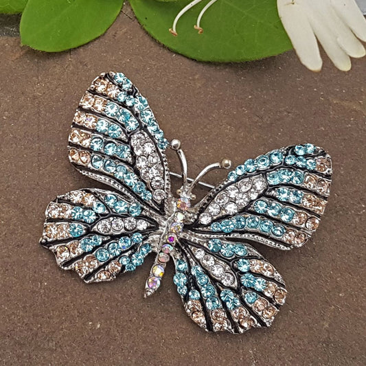 Close up photo of Blue Butterfly Brooch
