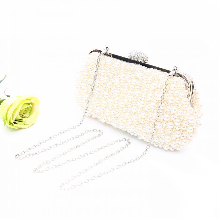 Photo of a Pearl Clutch Bag with pretty diamante and silver clasp