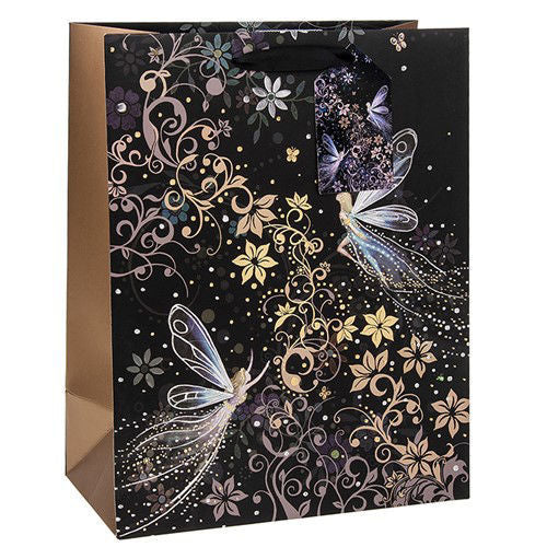 Photo of a black gift with fairies and flowers