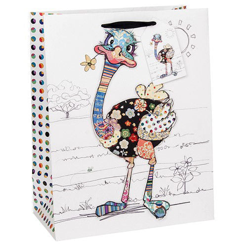 Photo of a White Gift Bag decorated with a mulitcoloured Ostrich