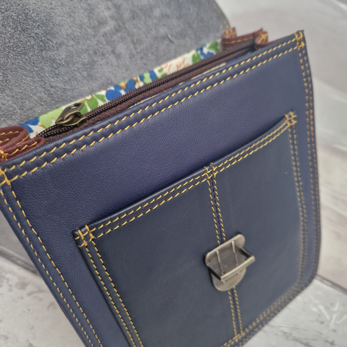 Front pocket view of Darshana bag by Sassy Spirit.