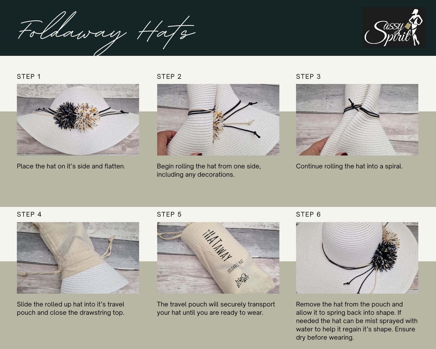 Sassy Spirit guide to packing a roll away hat