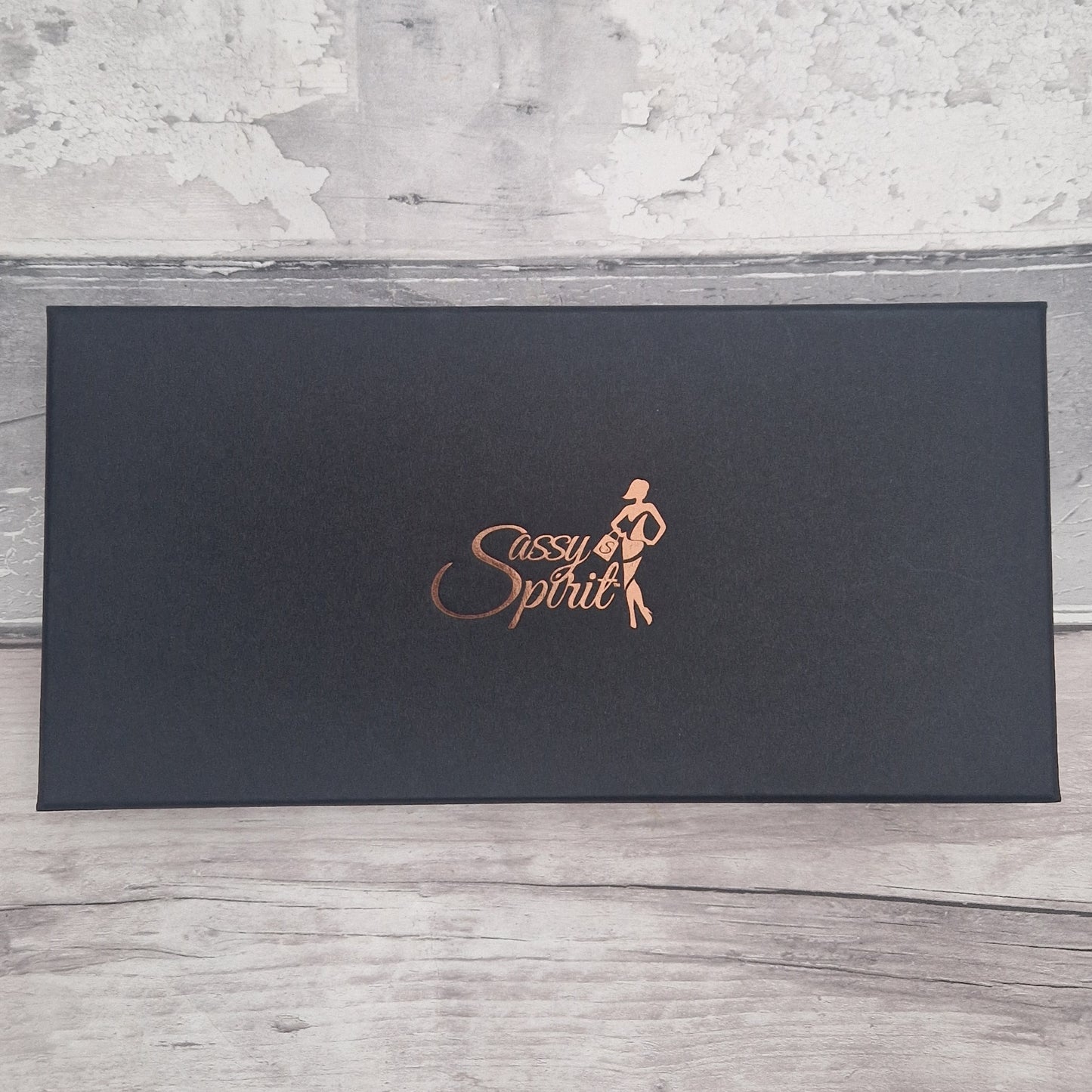 Sassy Spirit branded black glove gift box