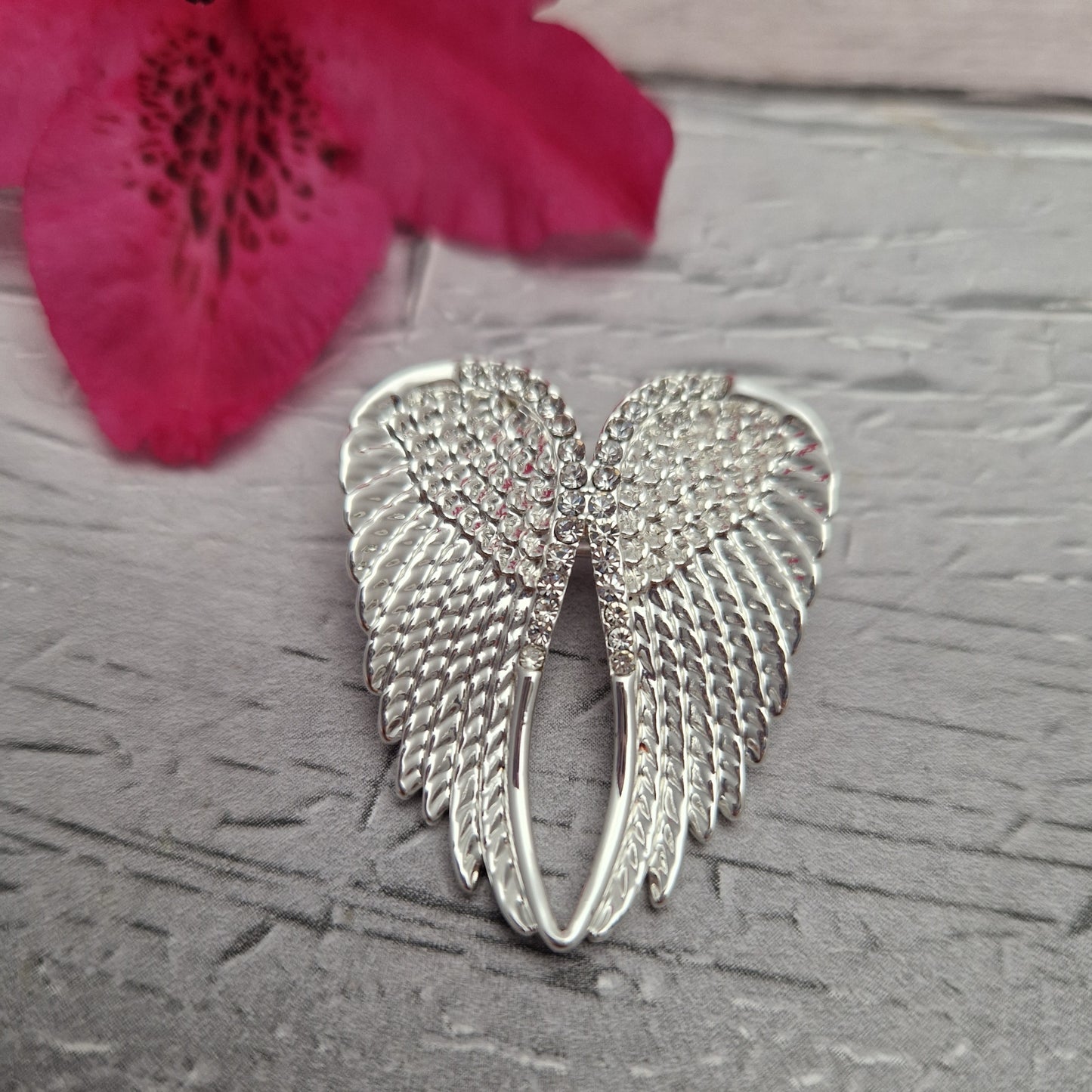 Pair of feathered Guardian Angel wings as a brooch.