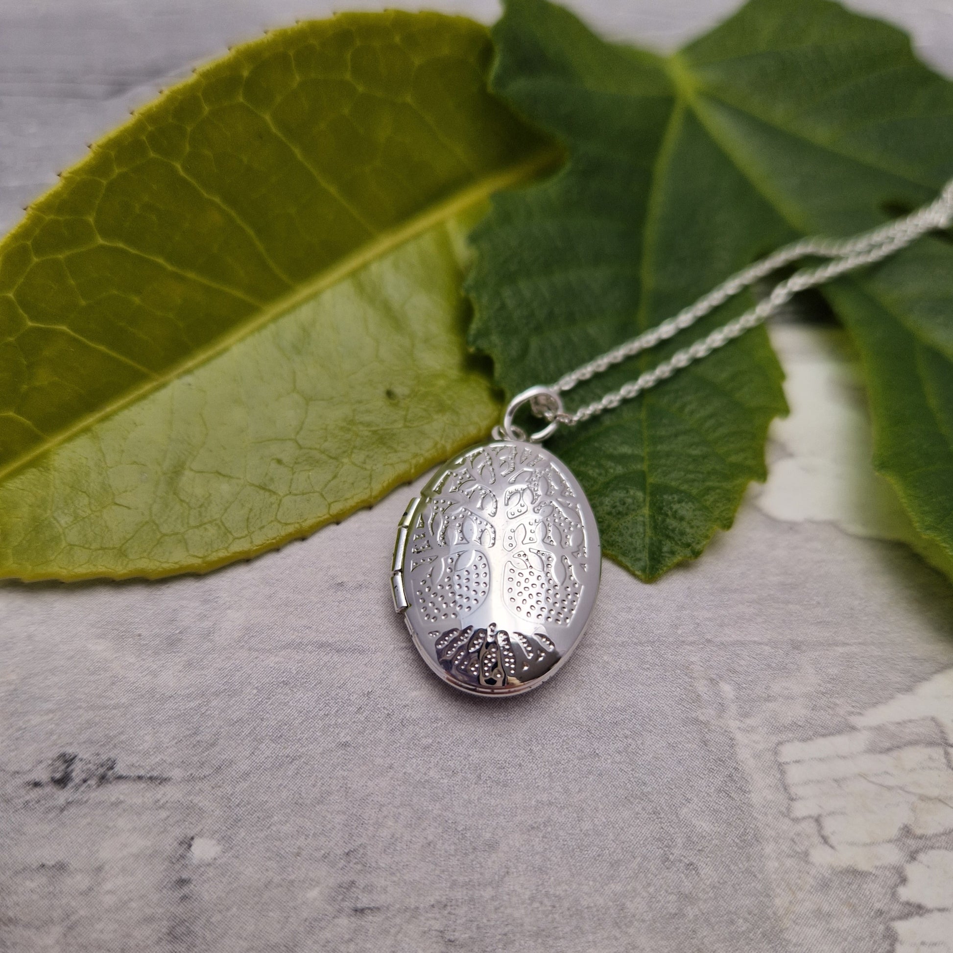Silver plated locket decorated with the Tree of Life