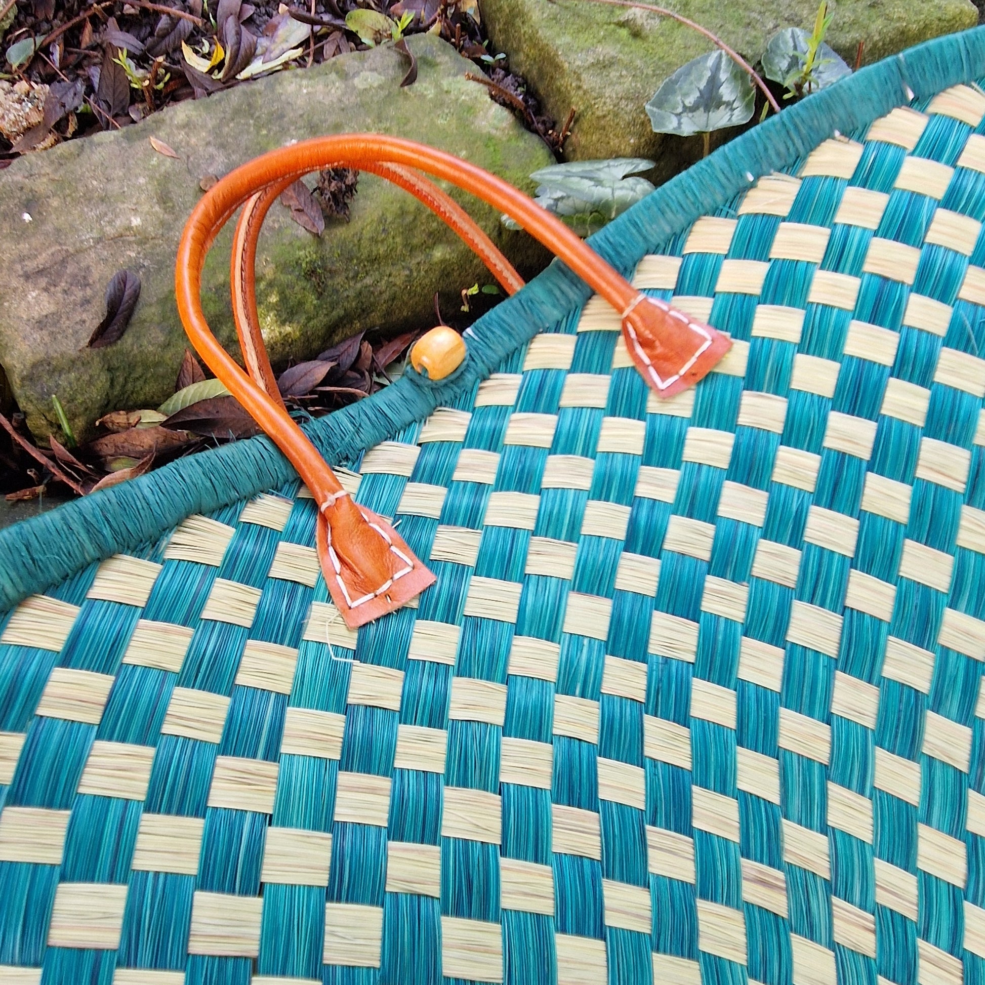 Woven baskets with checkered pattern.