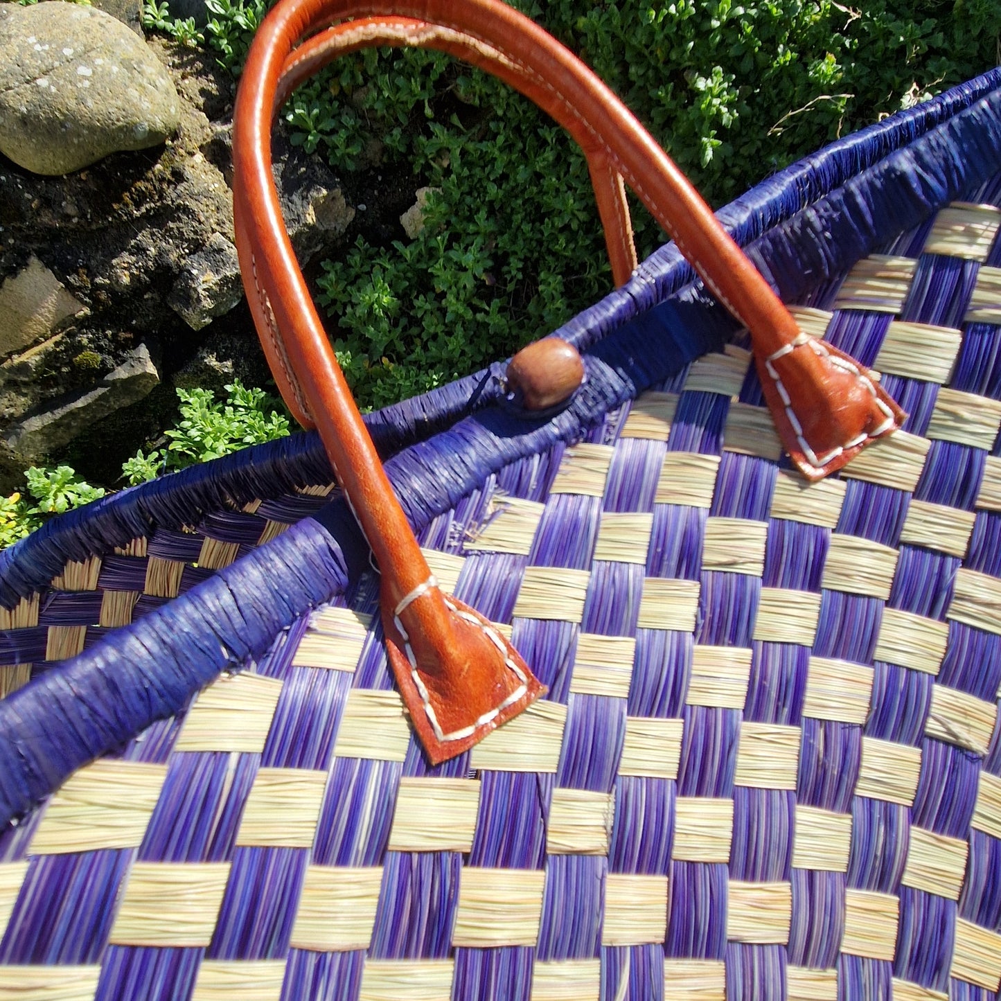Woven baskets with checkered pattern.