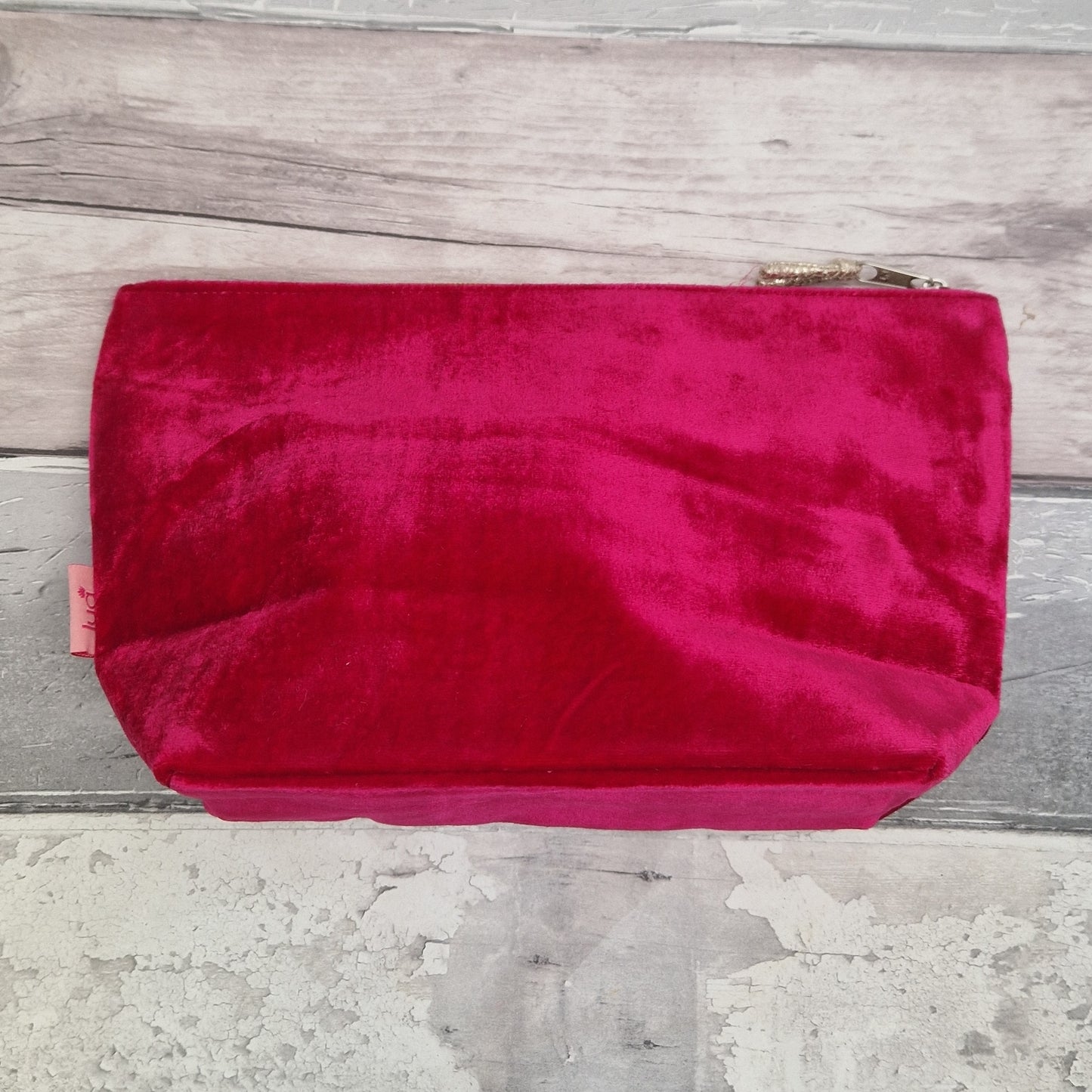 Hot Pink Velvet Daisy Pouch with Silk Lining