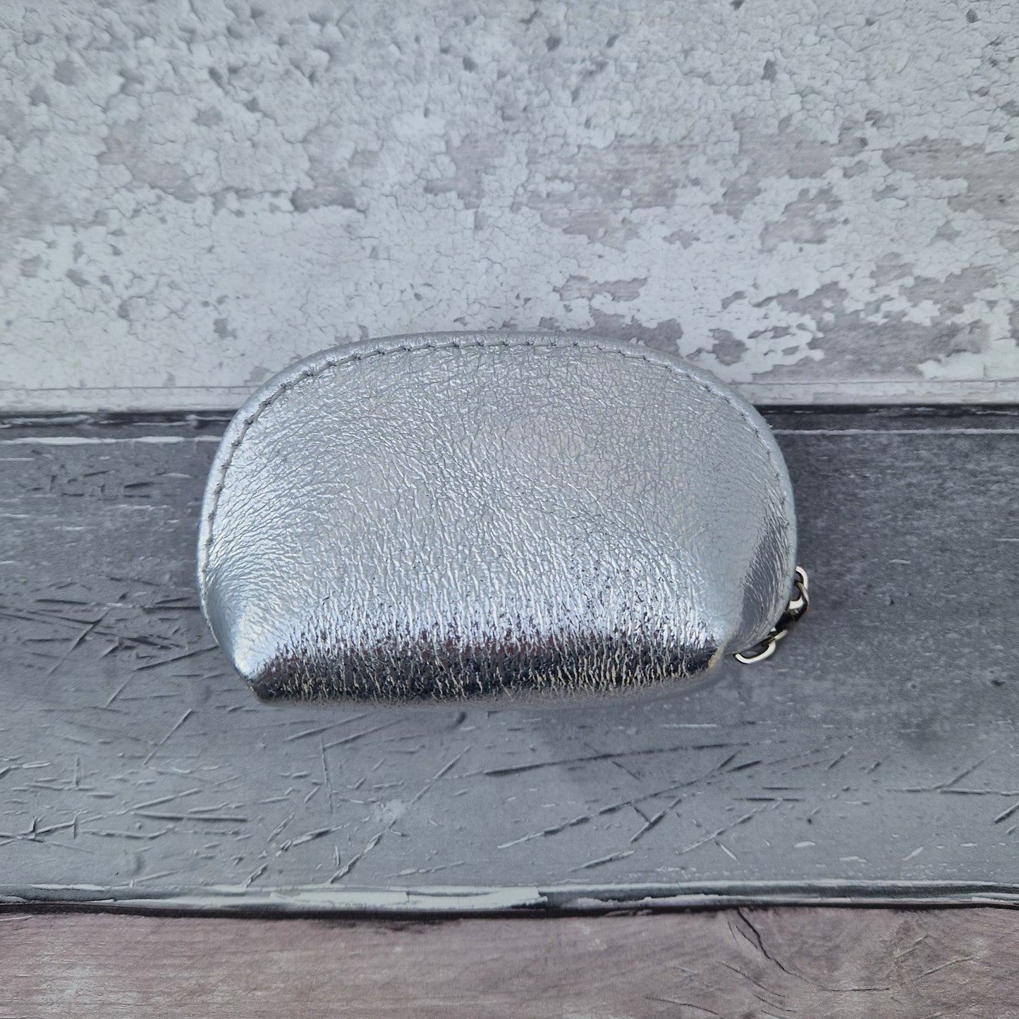 Metallic Silver Leather Coin purse