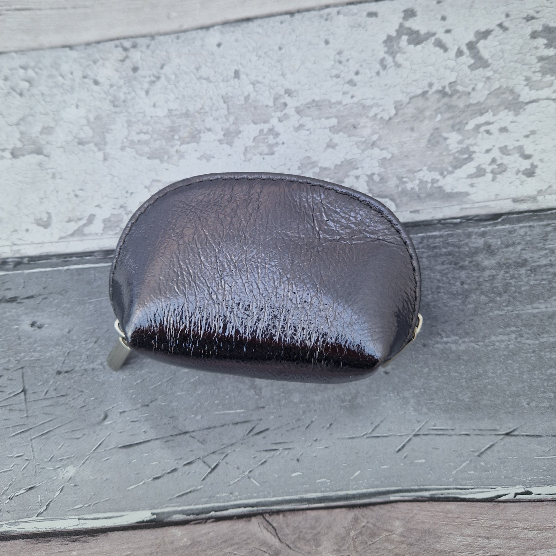 Metallic Pewter Leather Coin purse