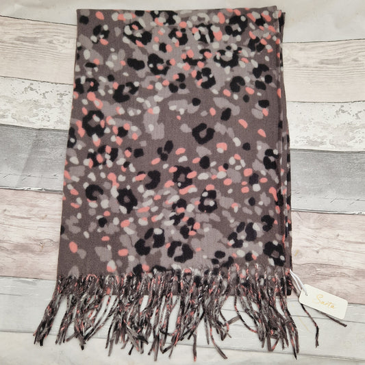 Mink Coloured Leopard Print and Spot Scarf