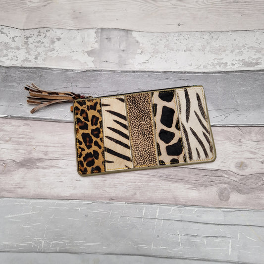 Mixed Animal Print Leather Purse / Clutch - Katie