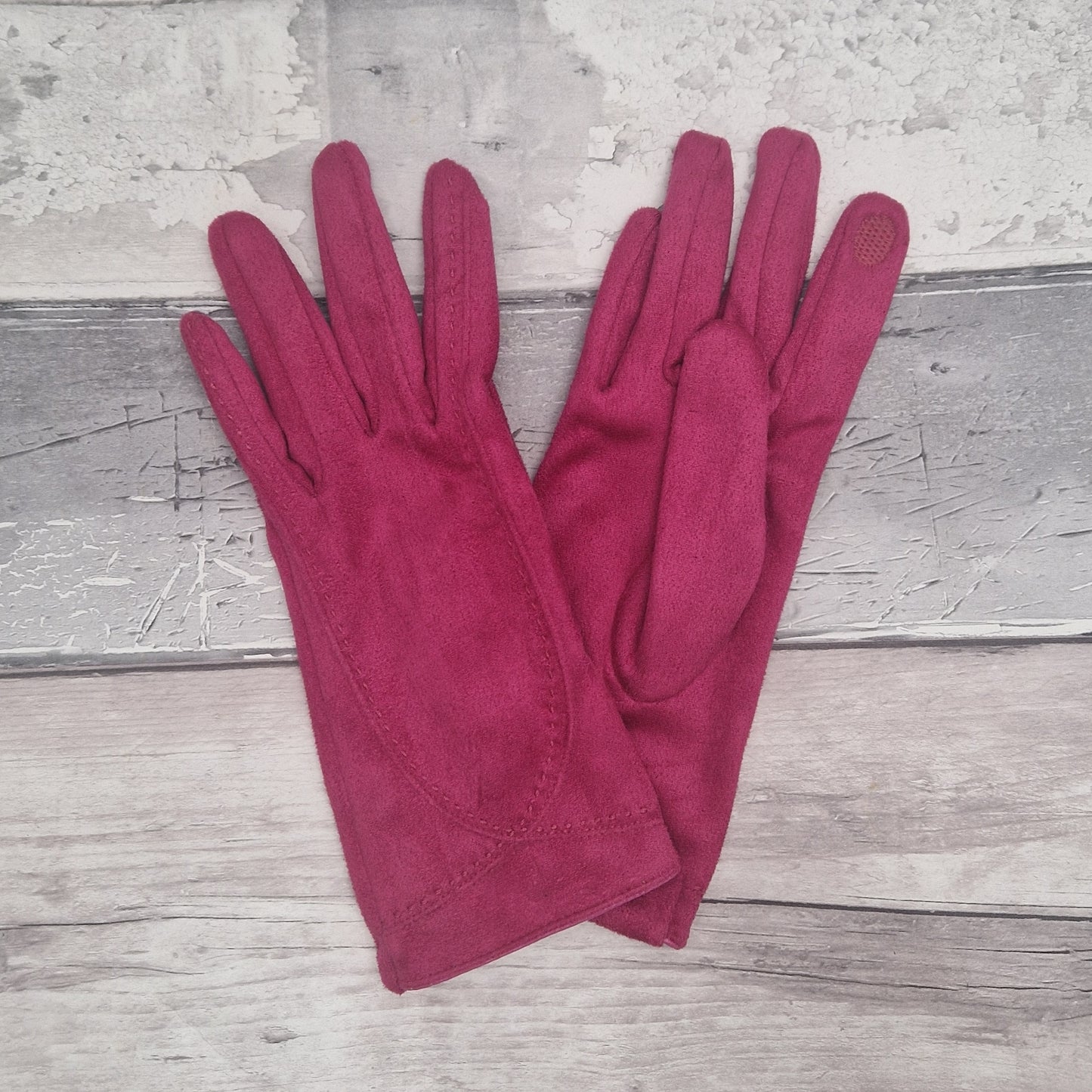 Hot Pink suede feel gloves.