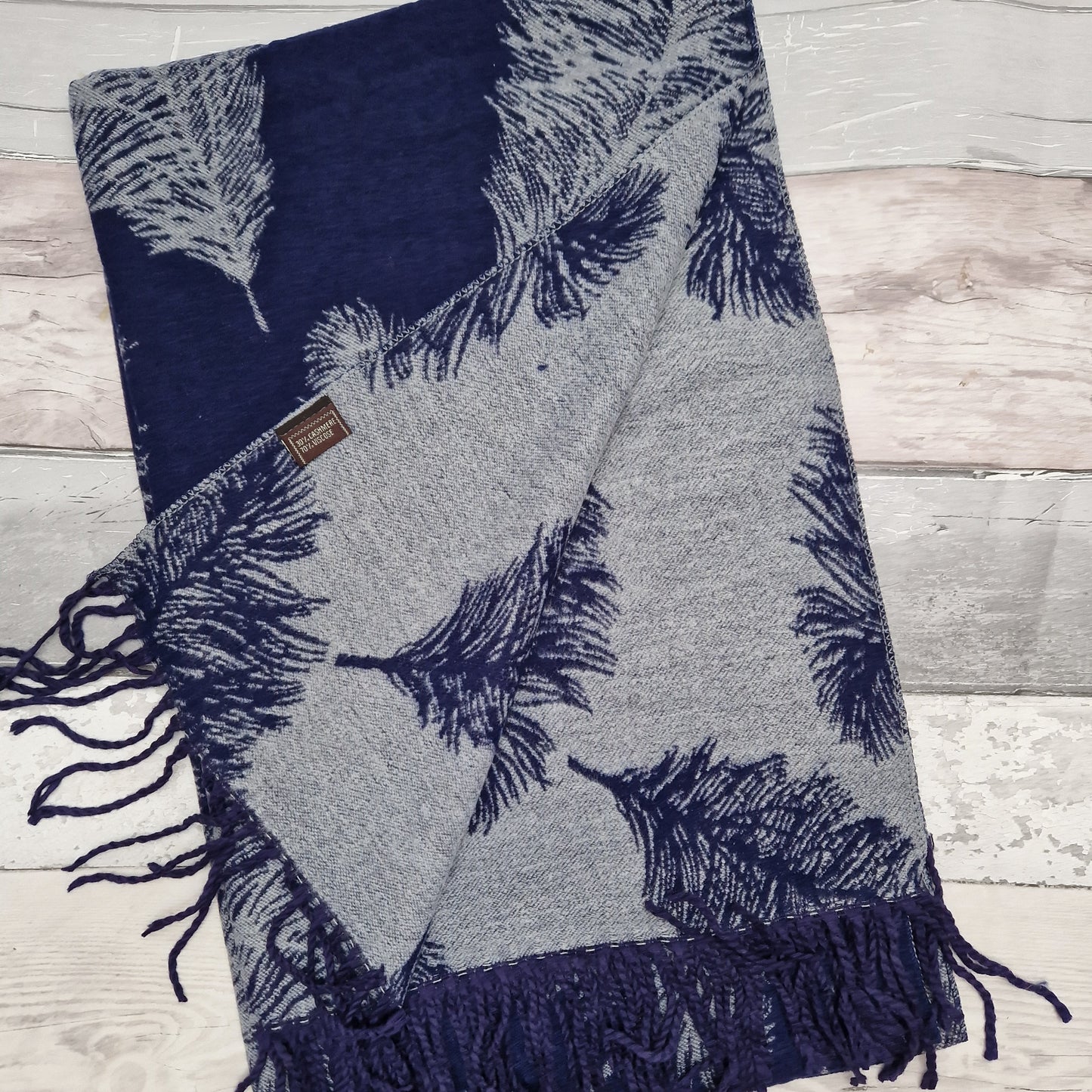 Feathers Cashmere Mix Scarf in Navy
