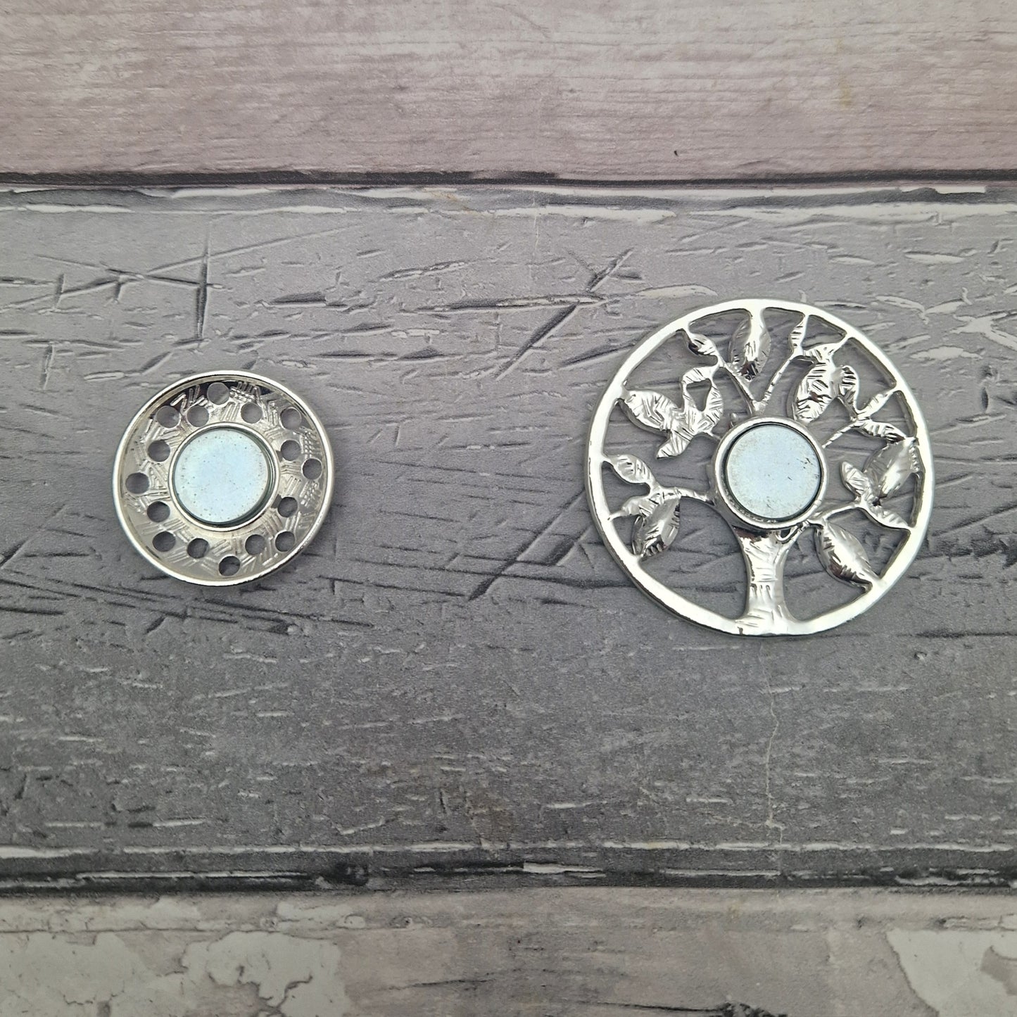 Rear view of a tree of life magnetic brooch.