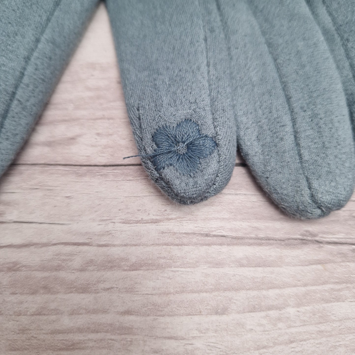 Powder Blue Gloves with Faux Fur Trim