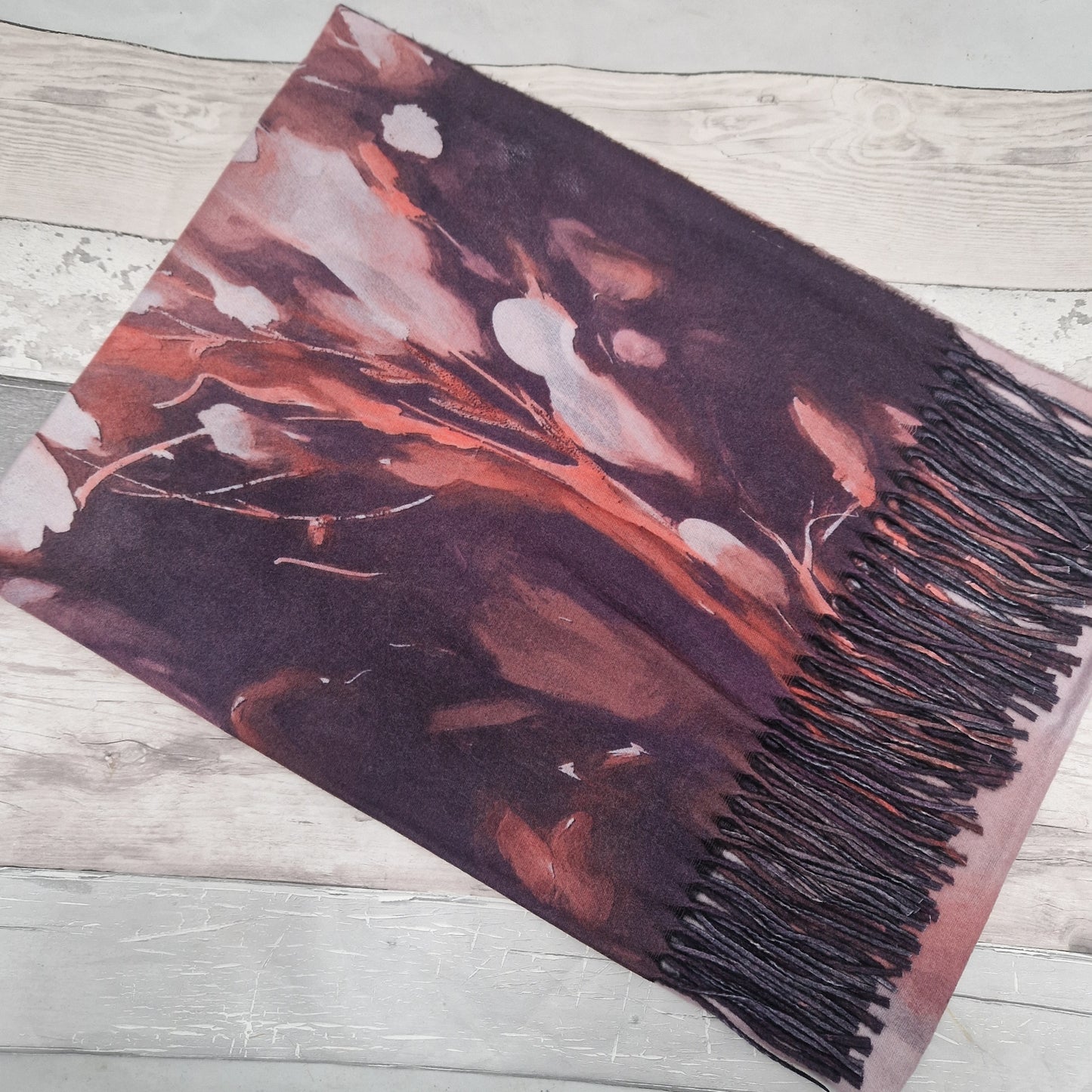 Pink and Burgundy floral scarf.