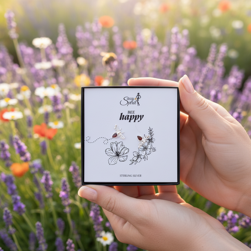 Bee Happy - garden with bee background