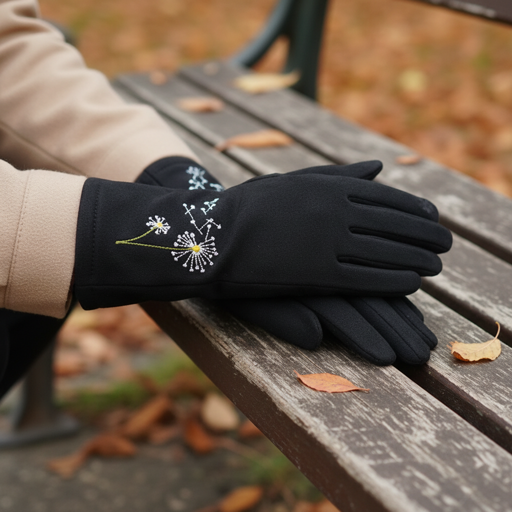 Black dandelion gloves natural outdoor