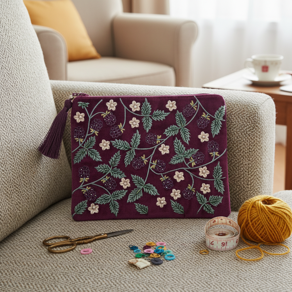Blackberry pouch craft on sofa