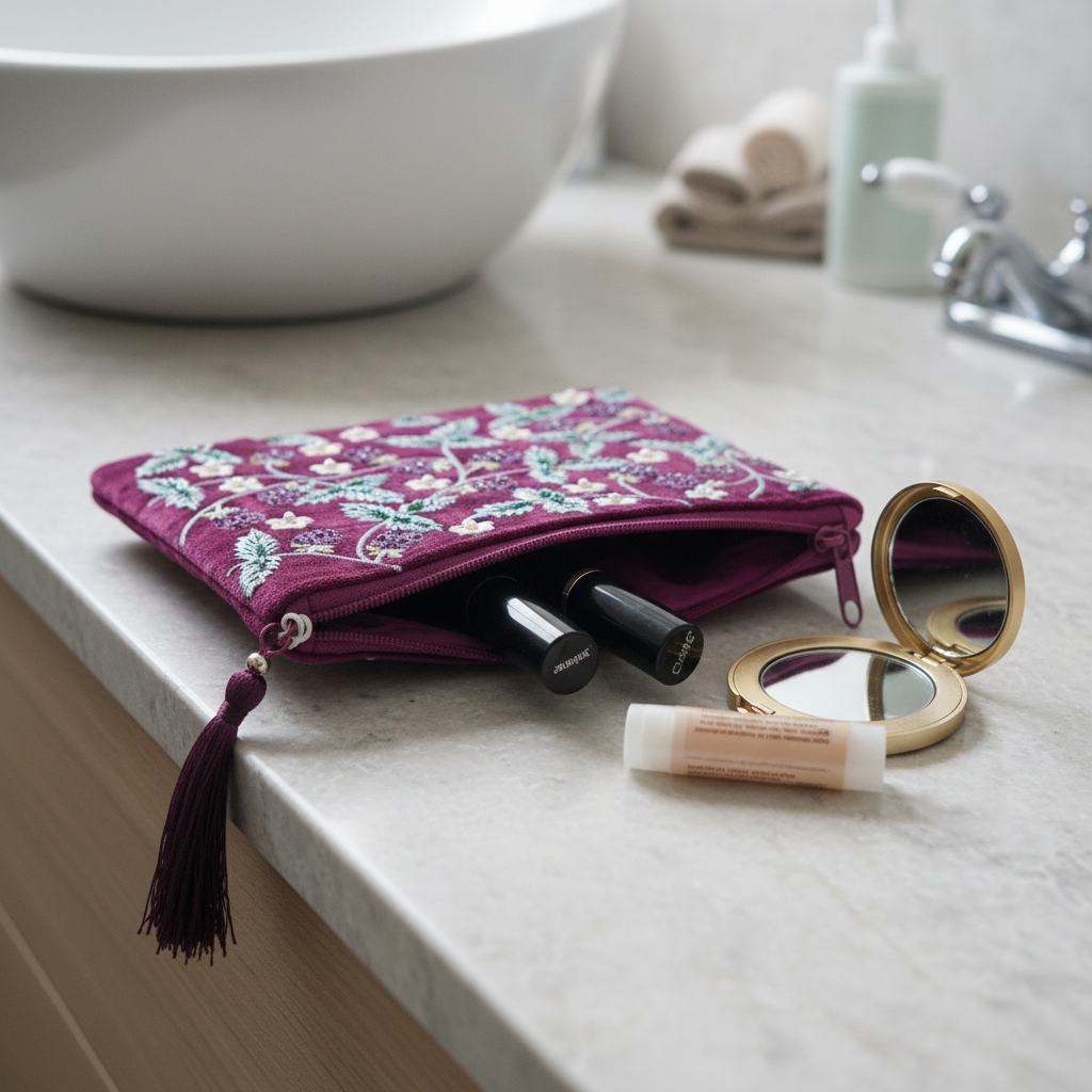 Blackberry pouch with make-up