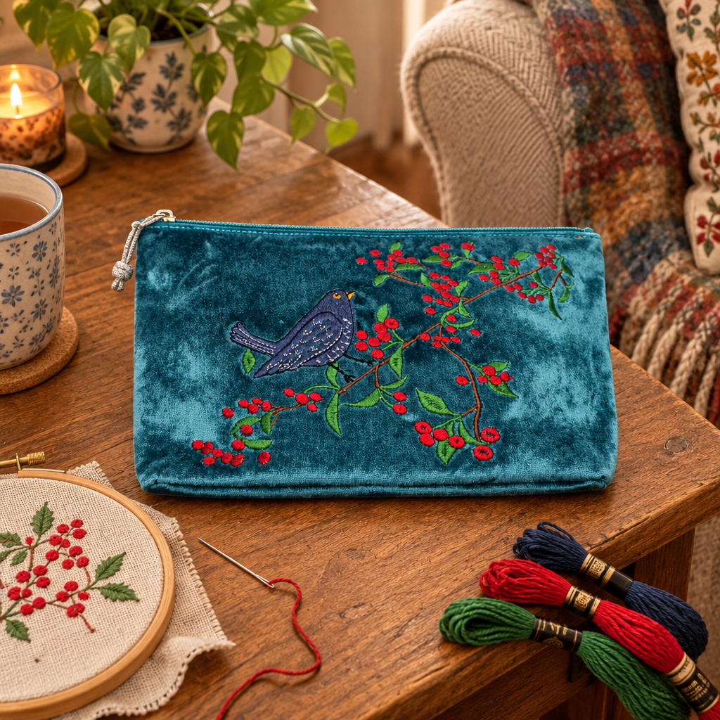 Blackbird Pouch Embroidery Proportions