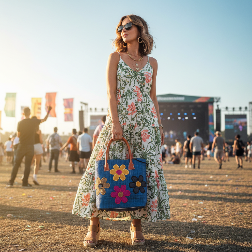 Blue Flower Basket - Festival