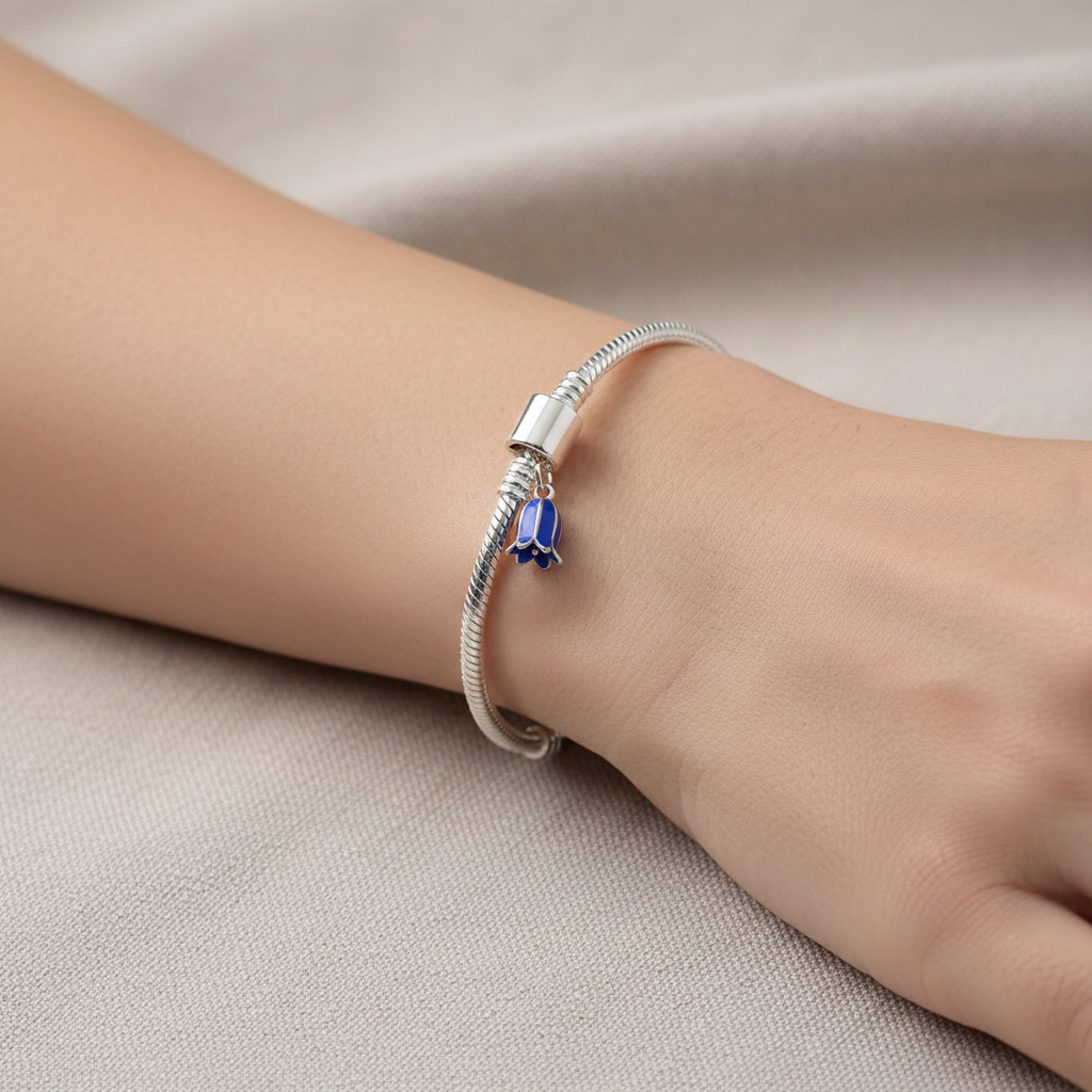 Bluebell Bracelet Charm – Close-up Worn