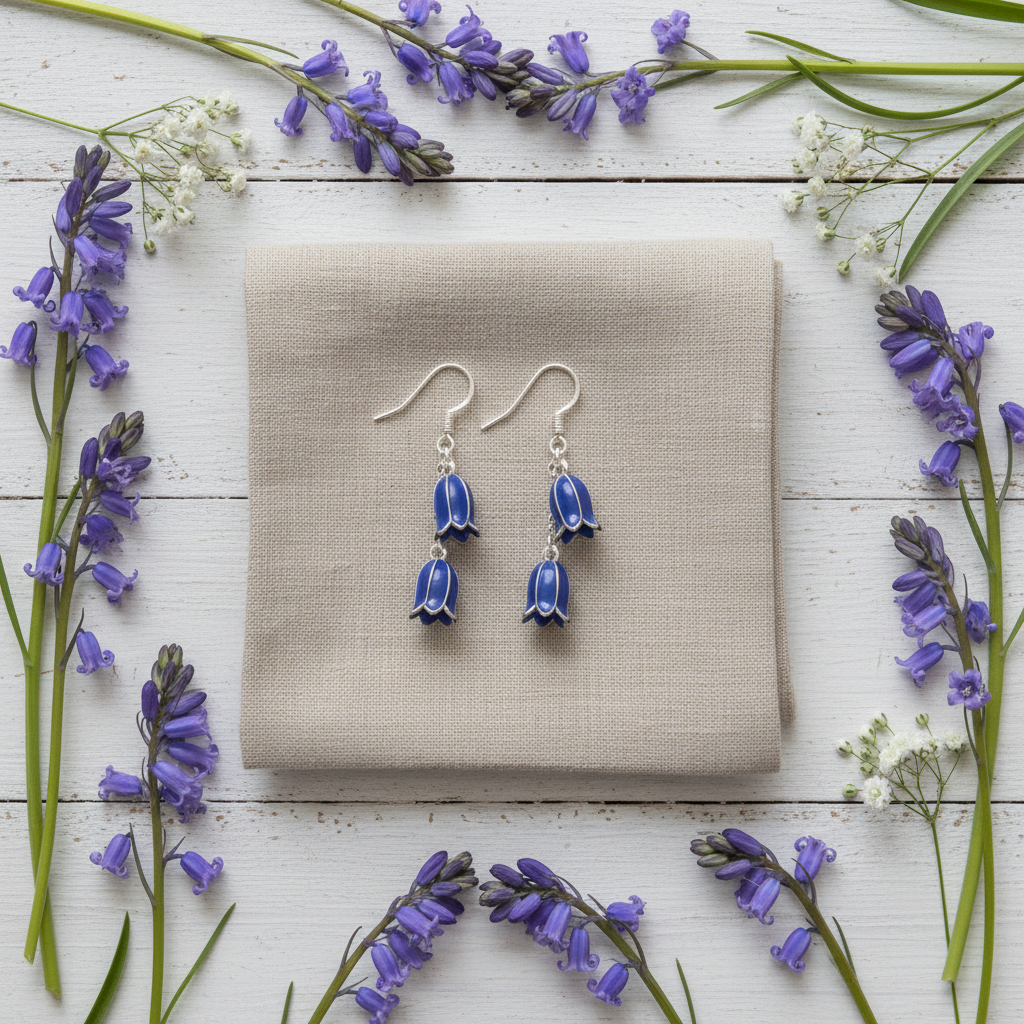 Bluebell Earrings – Flat Lay