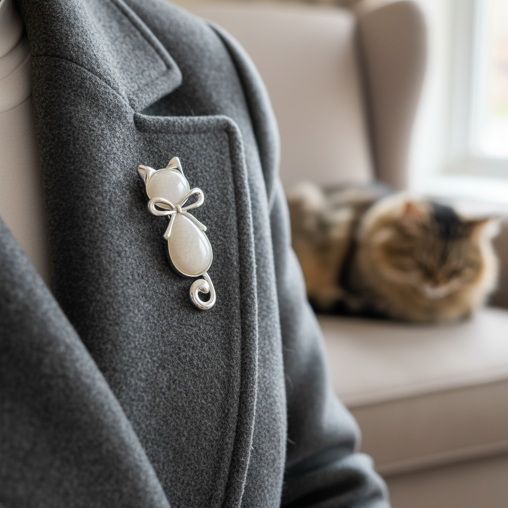 Cat Brooch - Worn