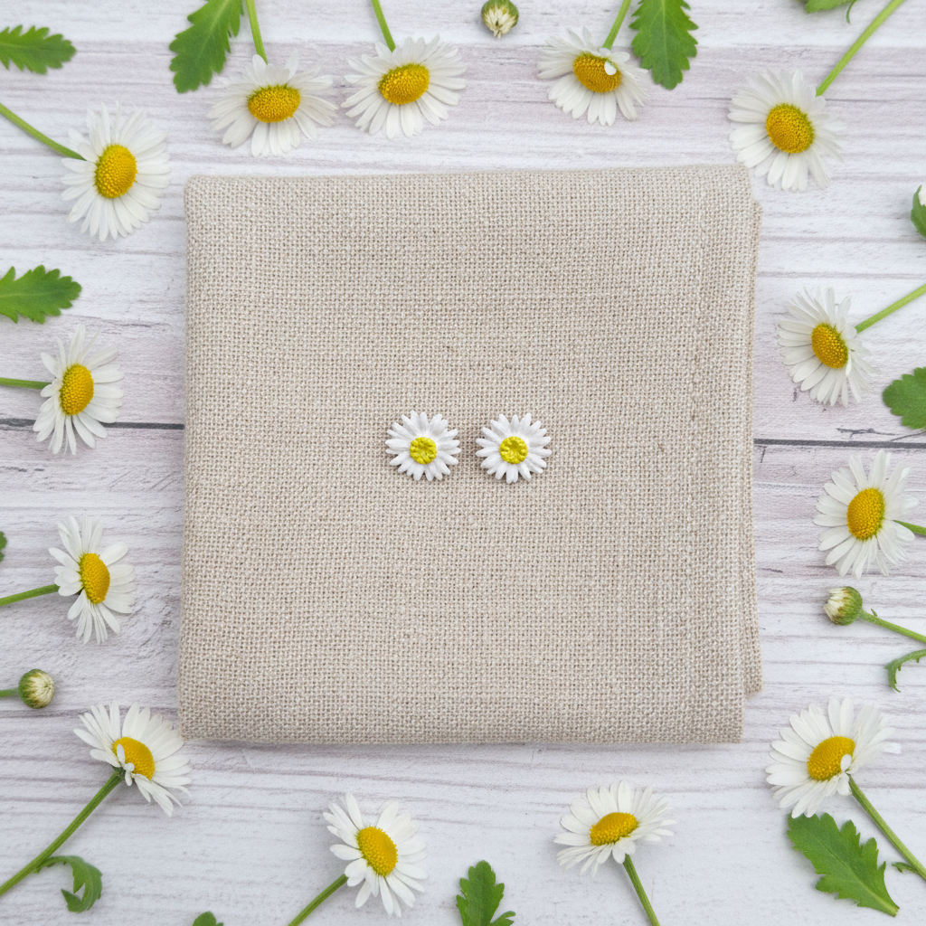 Daisy Earrings – Flat Lay