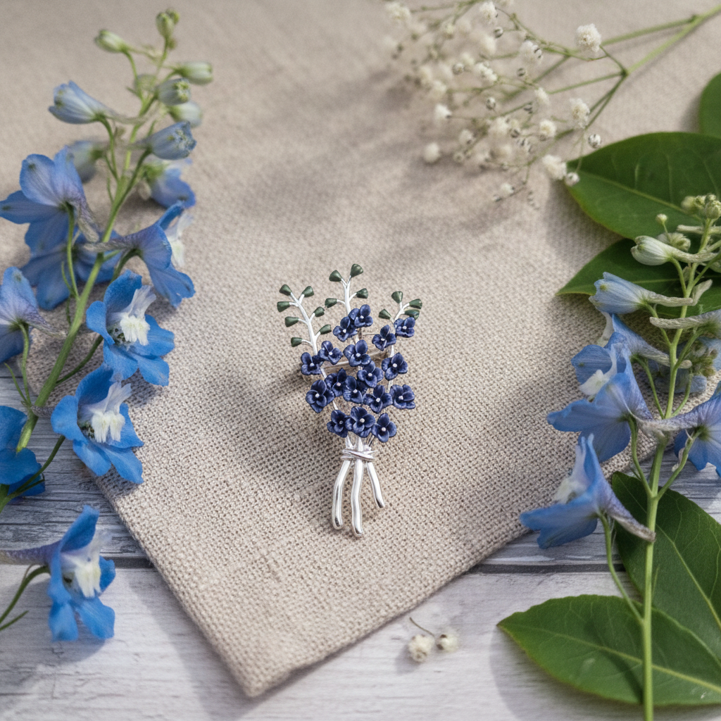 Delphinium Brooch Lifestyle Image