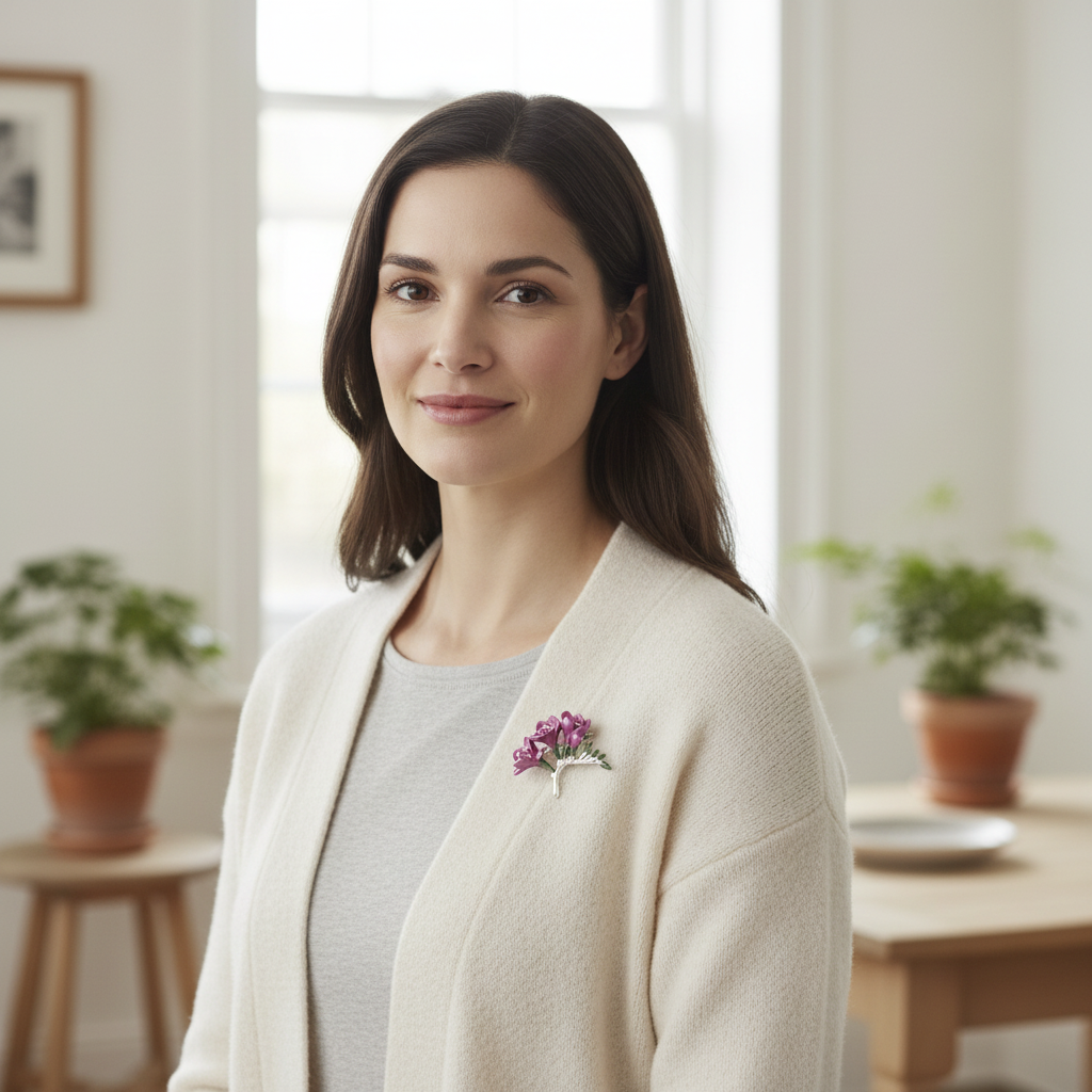 Freesia Brooch – Model Portrait