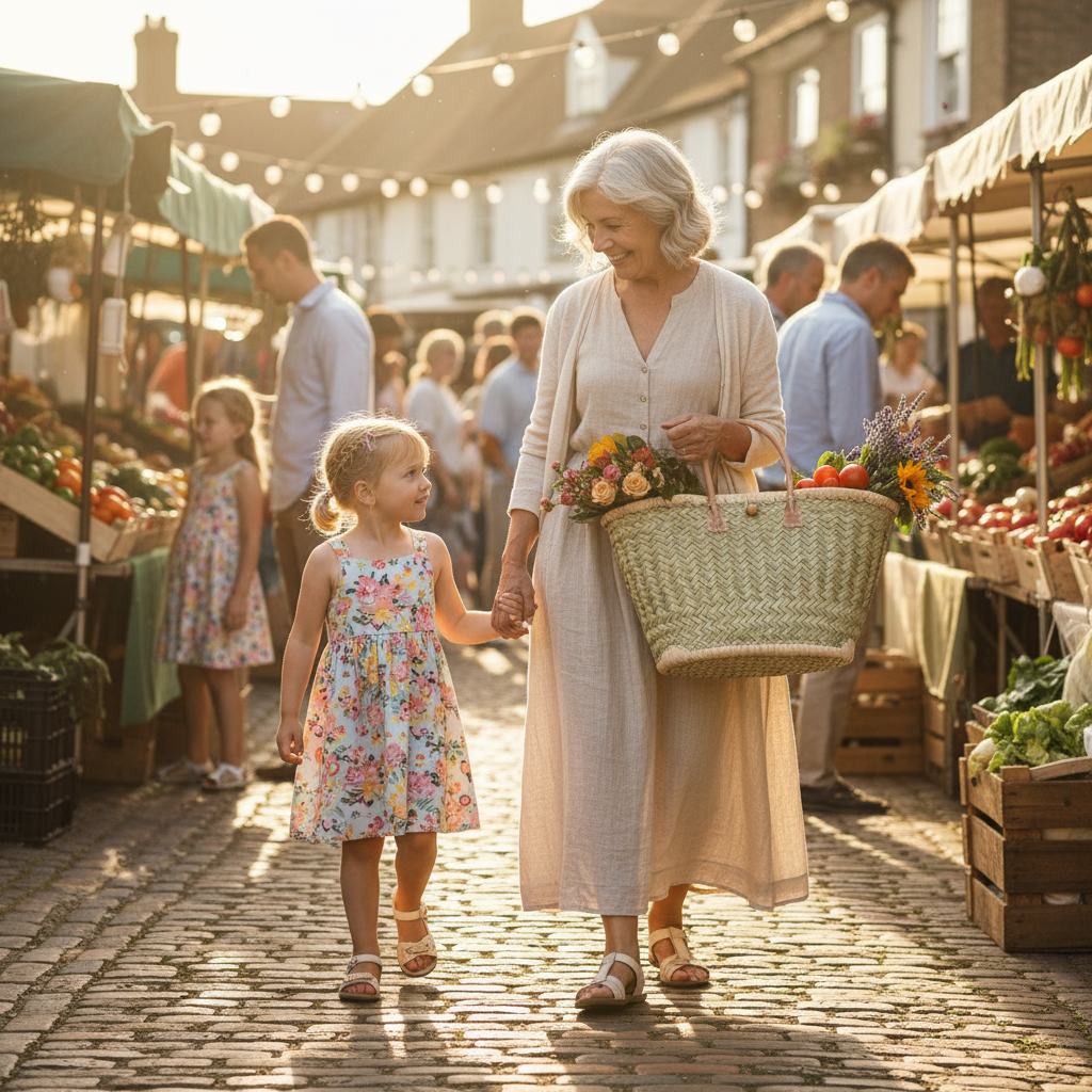 French Basket - Grandmother & Granddaughter