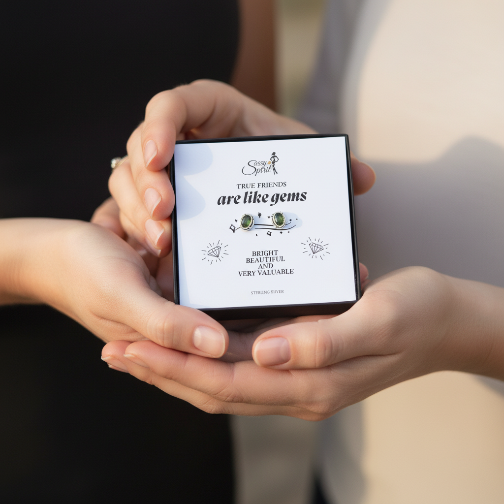 Friendship gifting shot - hands cradling box