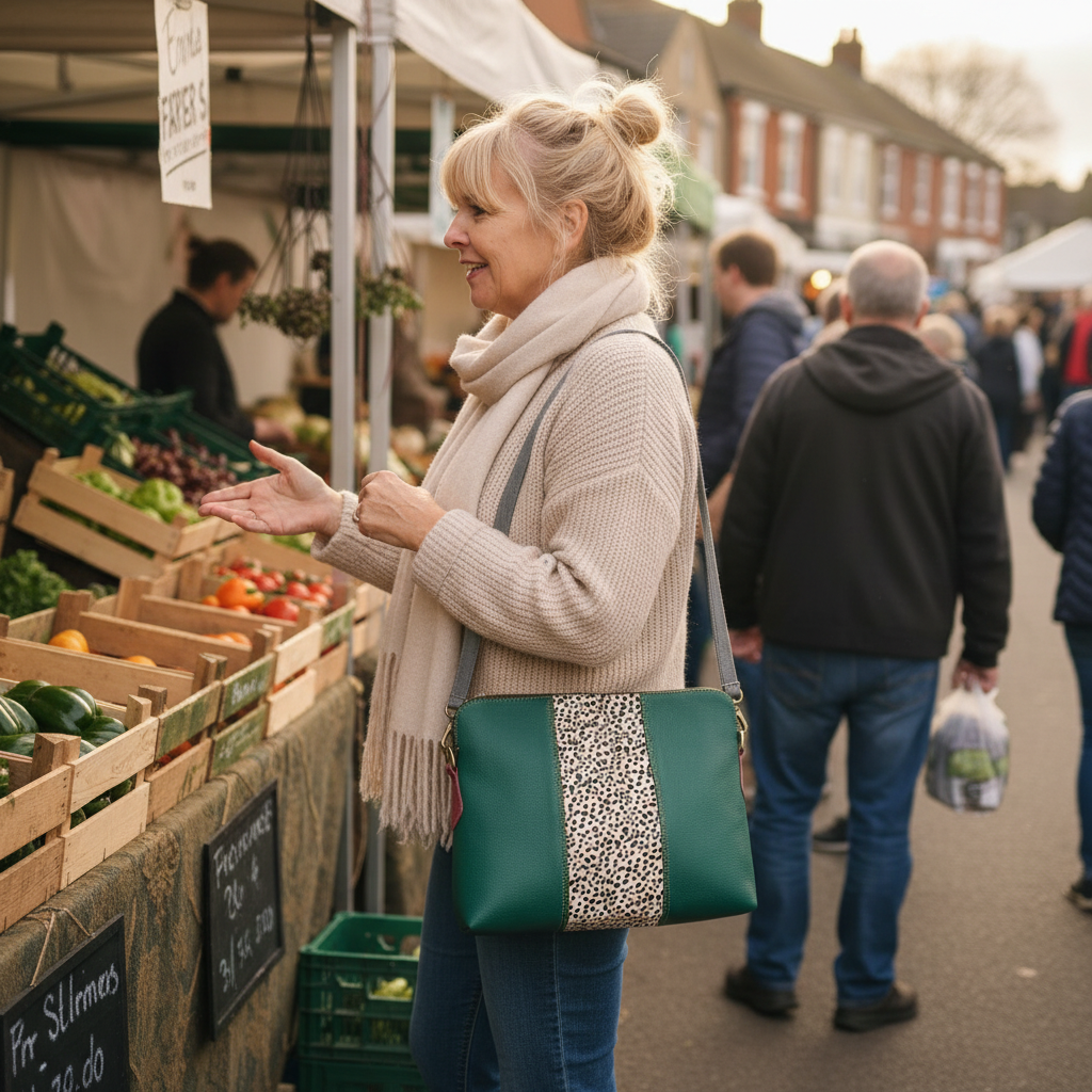 Green dalmatian bag candid