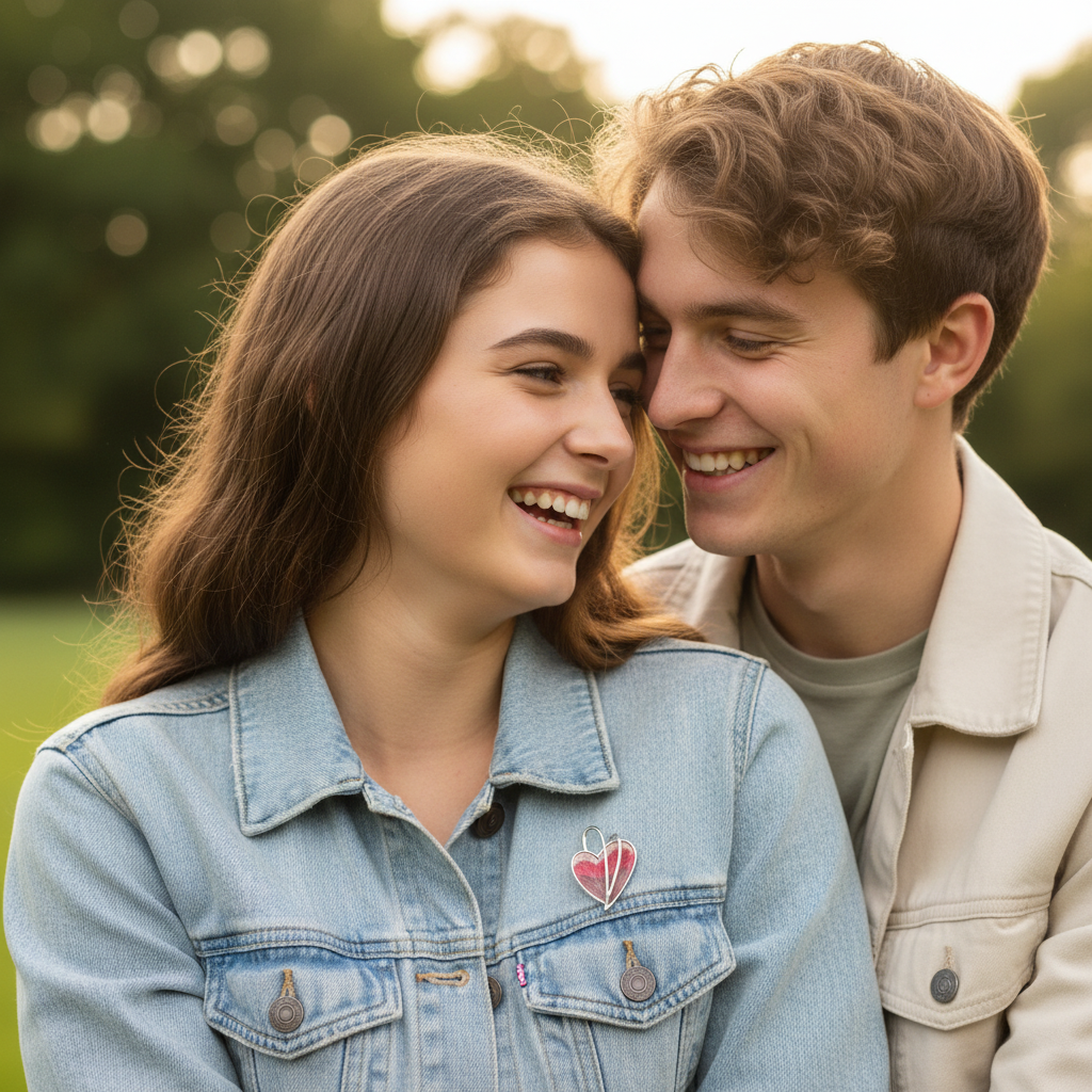 Heart Brooch - Young Couple