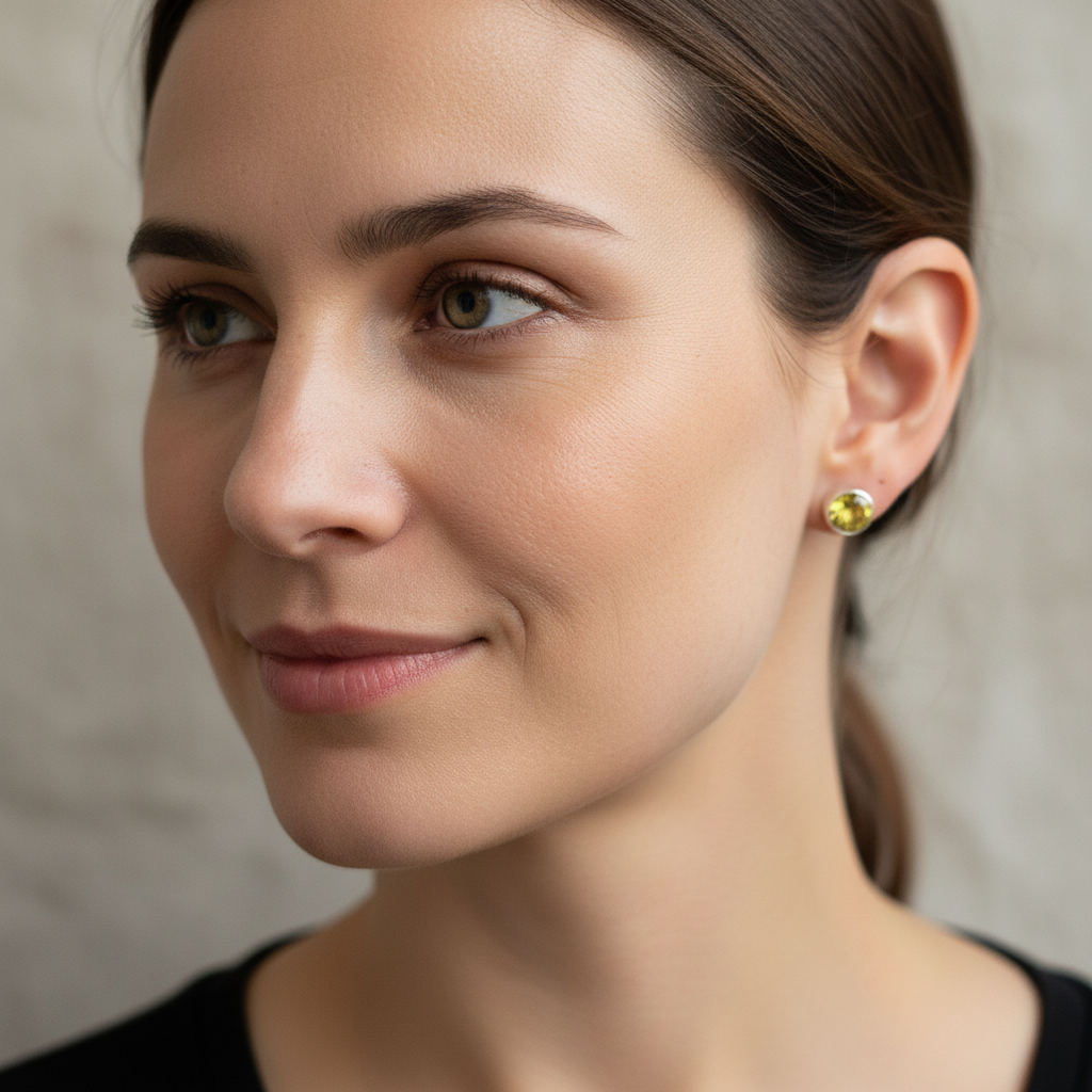 Lifestyle citrine stud earring shot
