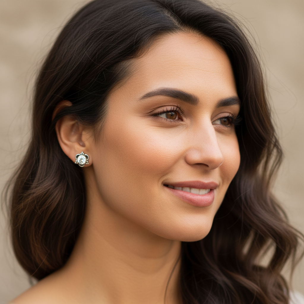 Lifestyle CZ stud earring shot