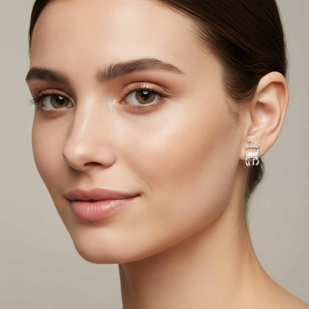 Lifestyle reindeer stud earring shot
