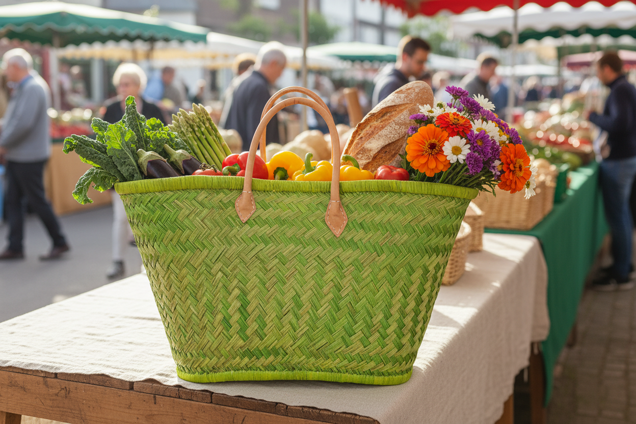 Market scene with your orange basket