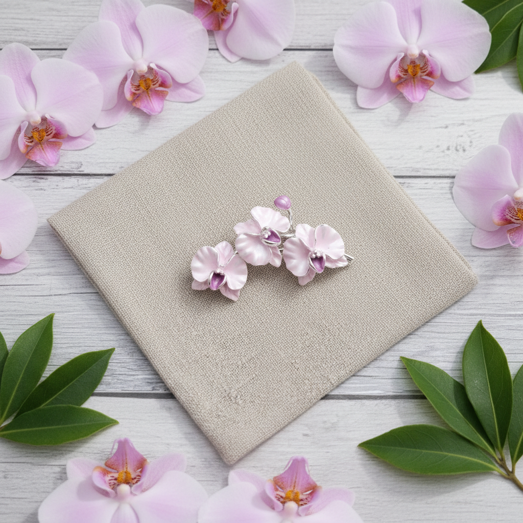 Moth Orchid Brooch – Flat Lay