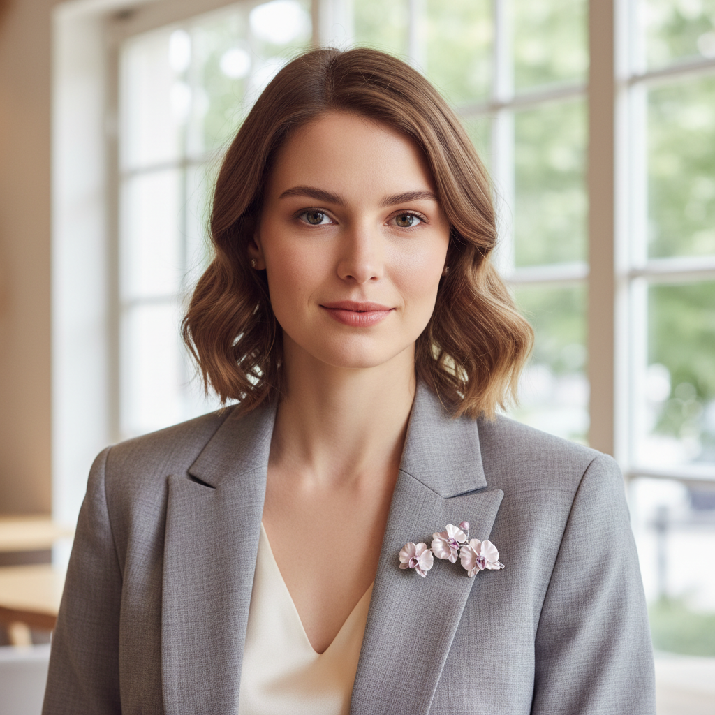 Moth Orchid Brooch – Model Portrait