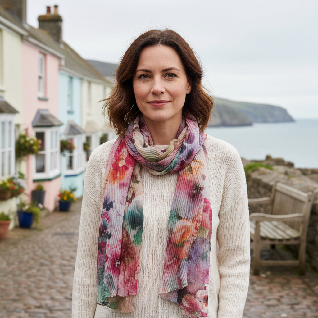 Multicolour floral scarf lifestyle