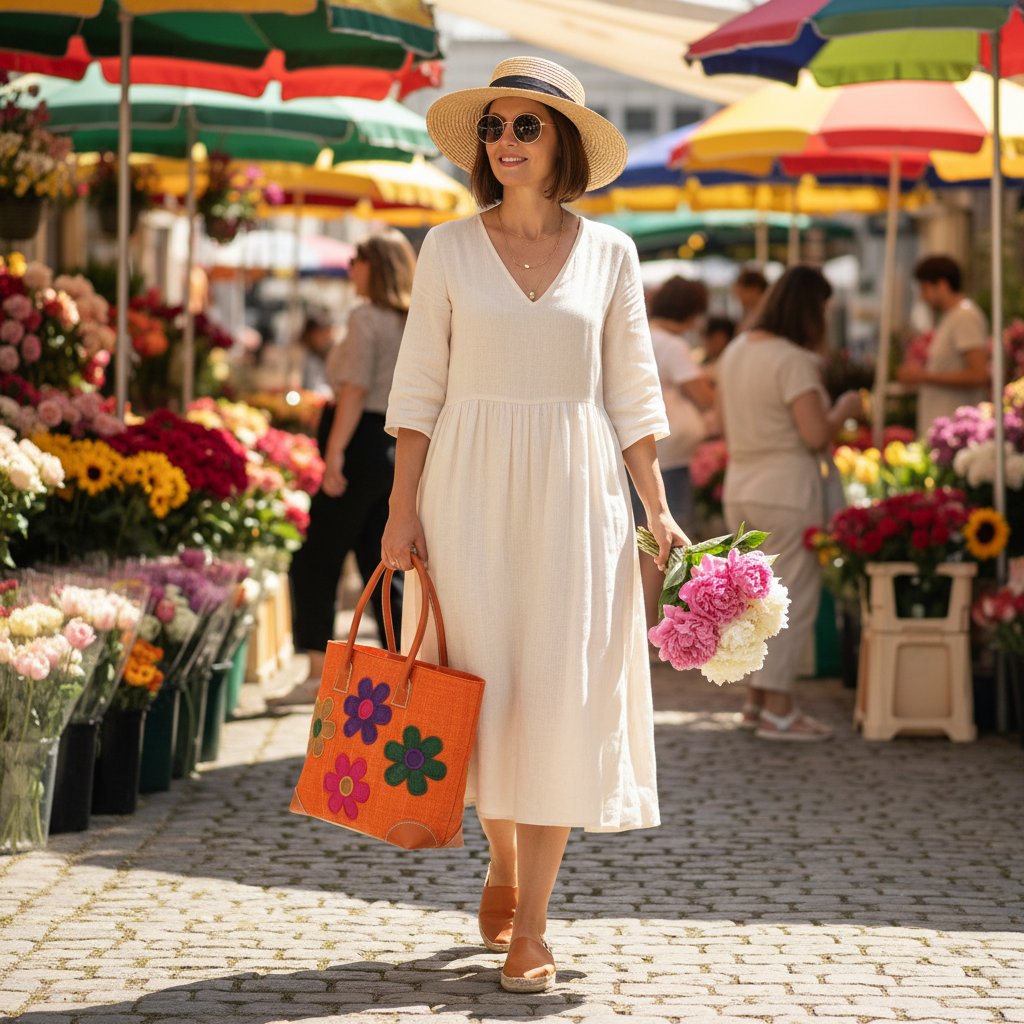 Orange Flower Basket - Flower Market