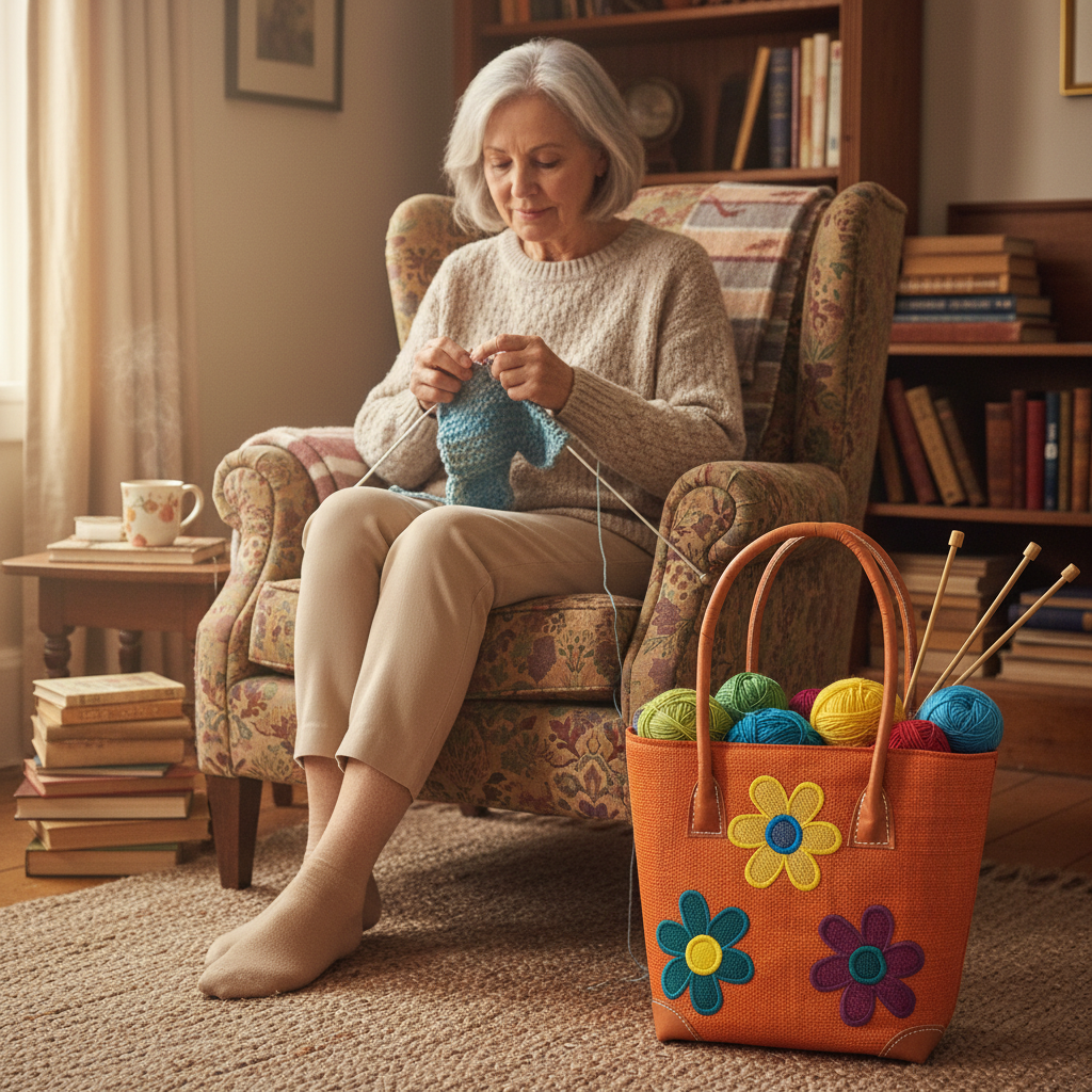 Orange Flower Basket - Knitting