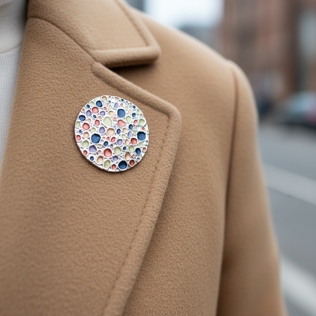 Pebble Brooch - Worn on Coat