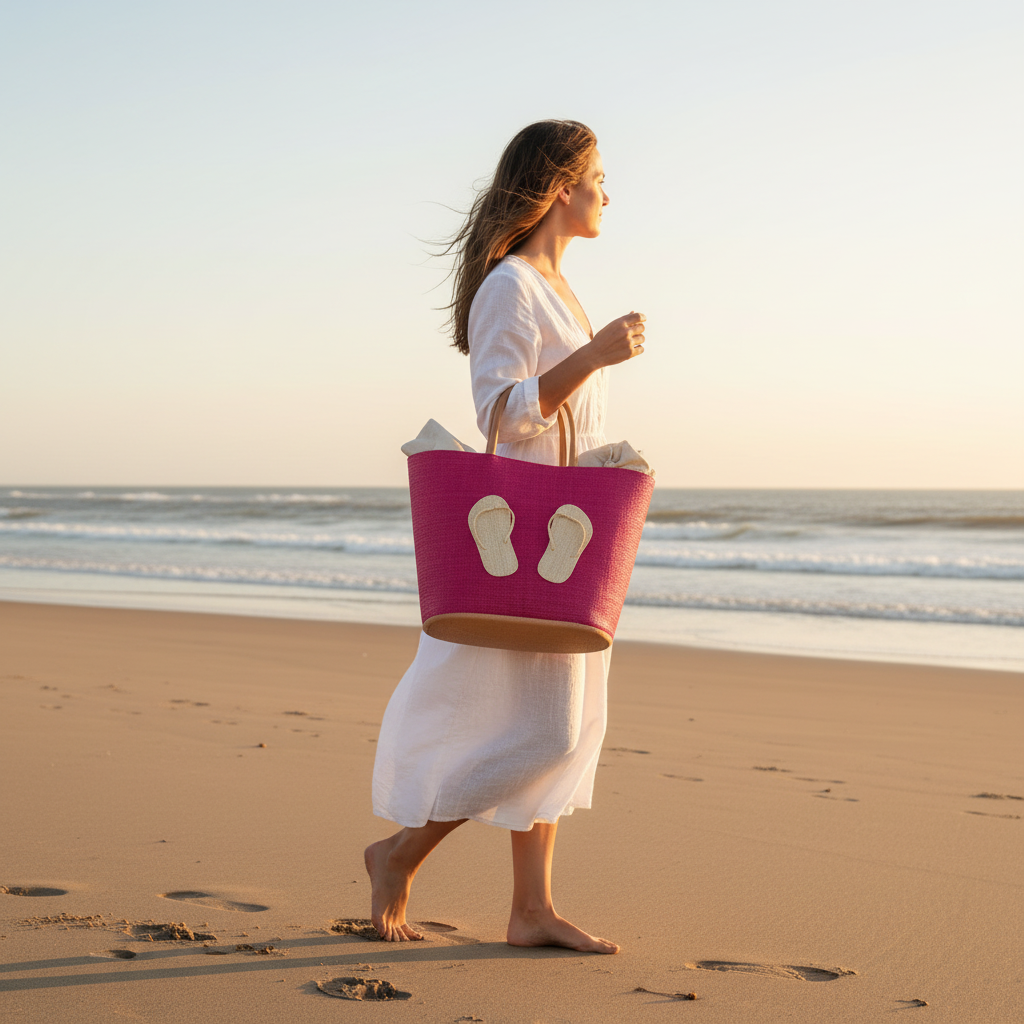 Pink basket beach walk